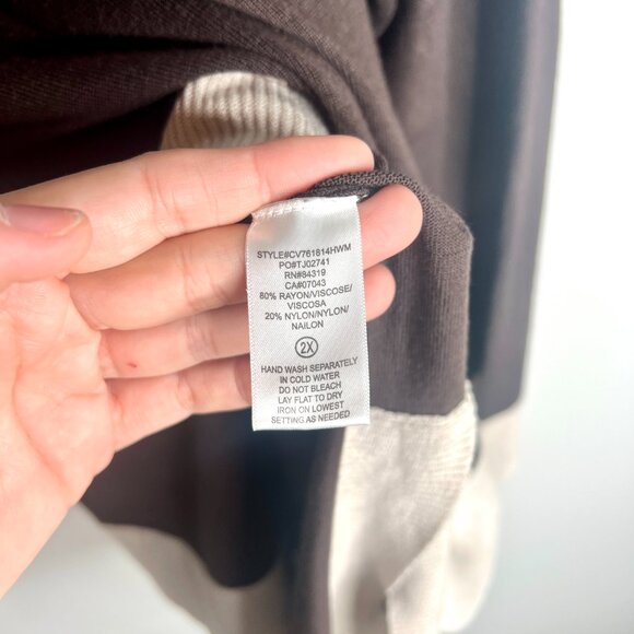 Cyrus Chocolate Brown Sweater Tunic Liquid Knit Soft Colorblock Long Sleeve 2X - Picture 4 of 5